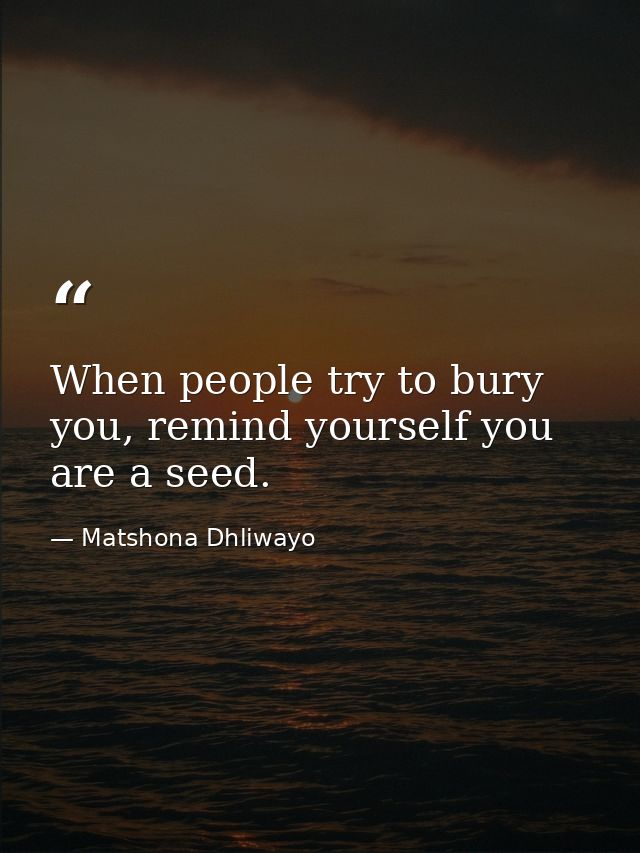 When people try to bury you, remind yourself you are a seed. — Matshona Dhliwayo