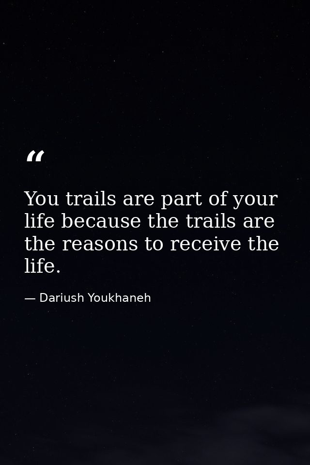 You trails are part of your life because the trails are the reasons to receive the life. — Dariush Youkhaneh