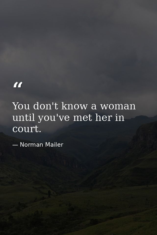You don't know a woman until you've met her in court. — Norman Mailer
