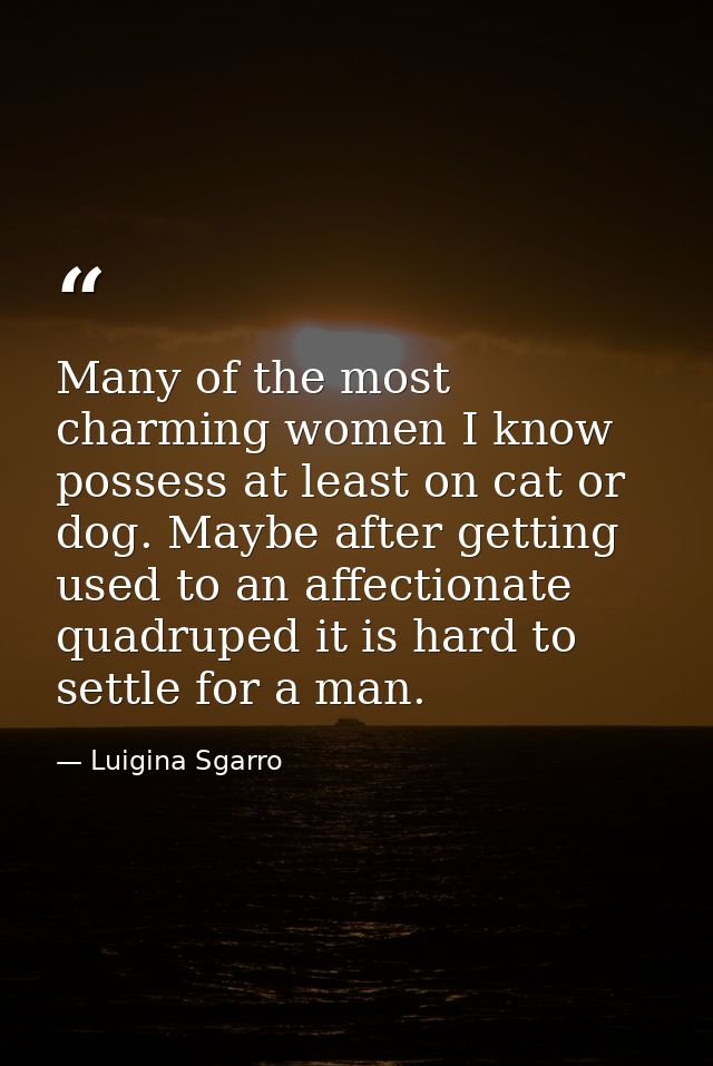 Many of the most charming women I know possess at least on cat or dog. Maybe after getting used to an affectionate quadr — Luigina Sgarro