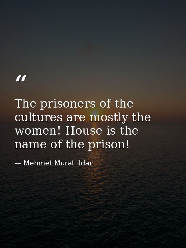 The prisoners of the cultures are mostly the women! House is the name of the prison! — Mehmet Murat ildan