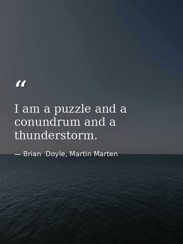 I am a puzzle and a conundrum and a thunderstorm. — Brian  Doyle, Martin Marten