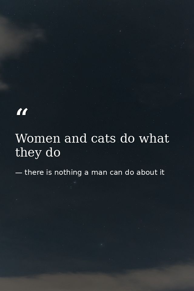 Women and cats do what they do — there is nothing a man can do about it