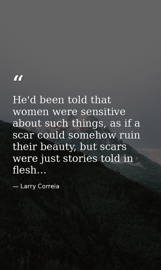 He'd been told that women were sensitive about such things, as if a scar could somehow ruin their beauty, but scars were — Larry Correia