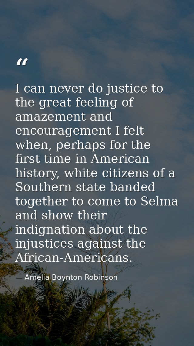 I can never do justice to the great feeling of amazement and encouragement I felt when, perhaps for the first time in Am — Amelia Boynton Robinson