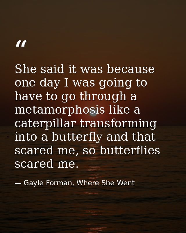 She said it was because one day I was going to have to go through a metamorphosis like a caterpillar transforming into a — Gayle Forman, Where She Went