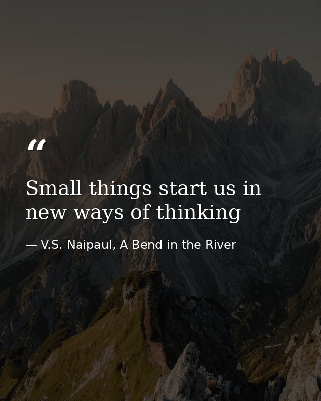 Small things start us in new ways of thinking — V.S. Naipaul, A Bend in the River