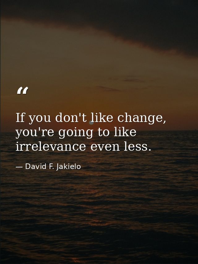 If you don't like change, you're going to like irrelevance even less. — David F. Jakielo