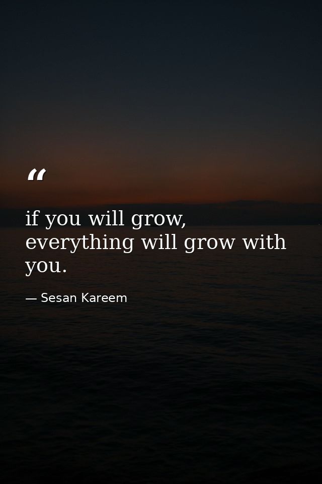 if you will grow, everything will grow with you. — Sesan Kareem