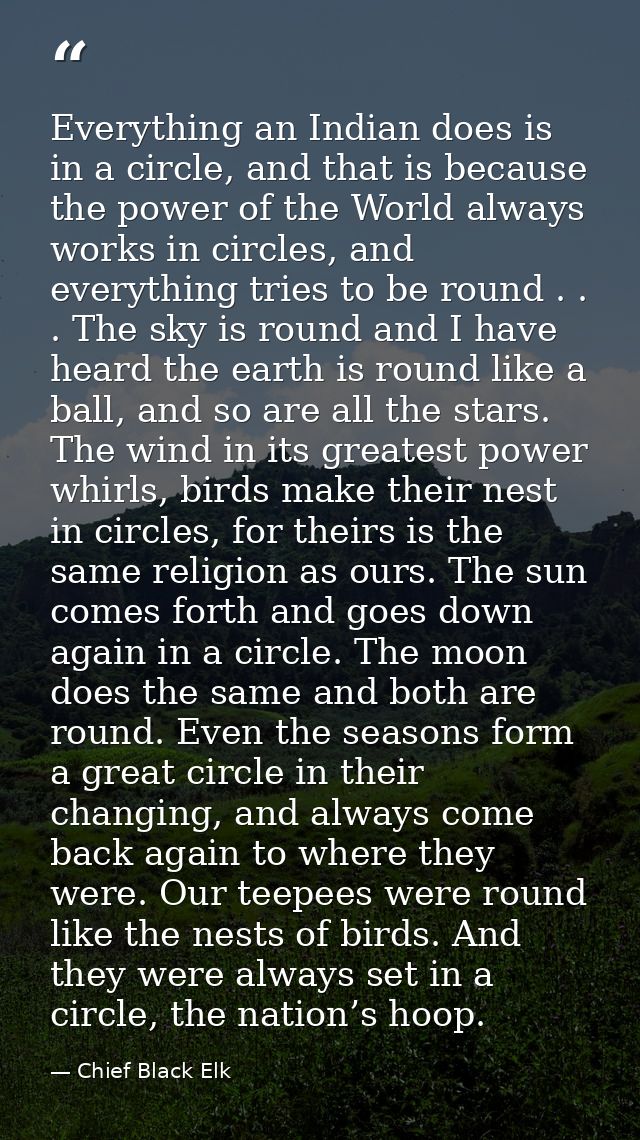 Everything an Indian does is in a circle, and that is because the power of the World always works in circles, and everyt — Chief Black Elk