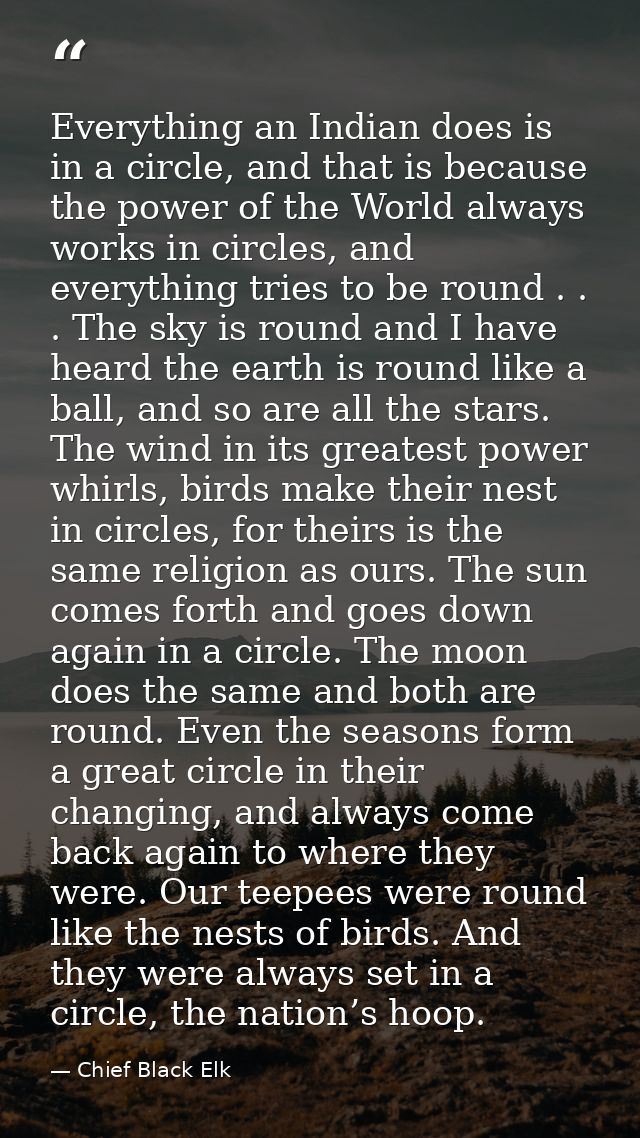 Everything an Indian does is in a circle, and that is because the power of the World always works in circles, and everyt — Chief Black Elk