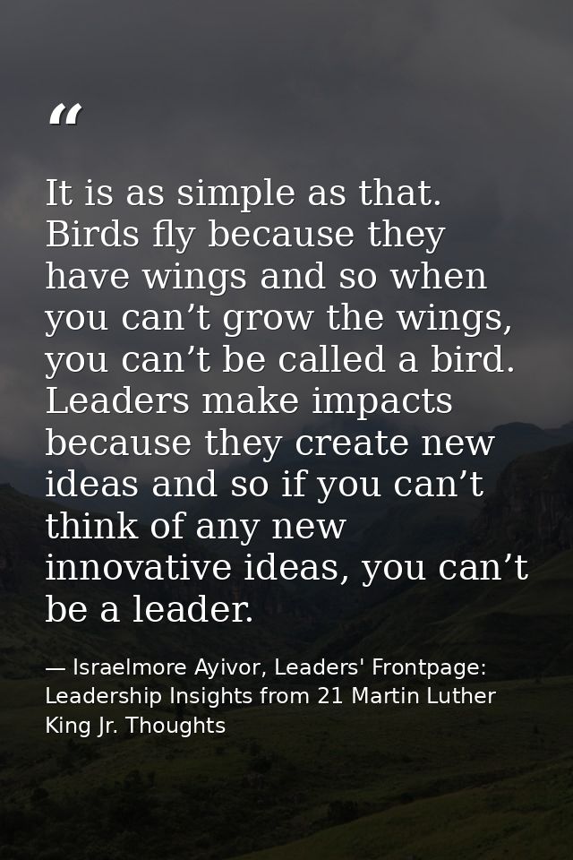 It is as simple as that. Birds fly because they have wings and so when you can’t grow the wings, you can’t be called a b — Israelmore Ayivor, Leaders' Frontpage: Leadership Insights from 21 Martin Luther King Jr. Thoughts