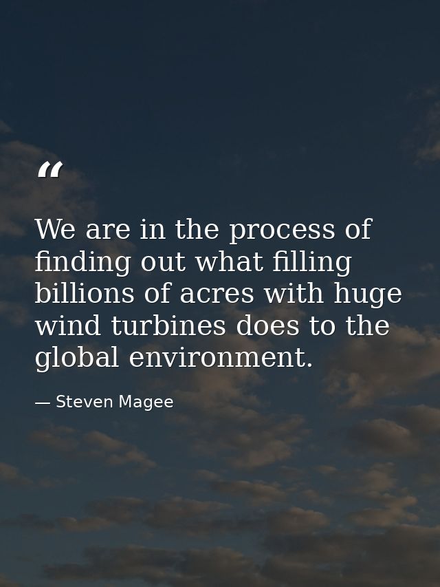 We are in the process of finding out what filling billions of acres with huge wind turbines does to the global environme — Steven Magee