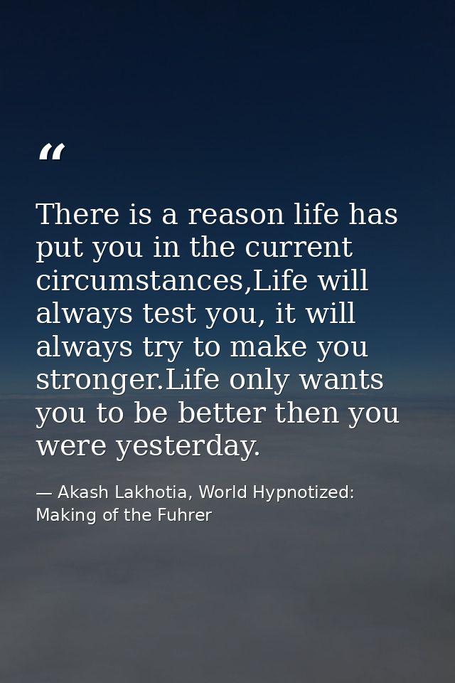 There is a reason life has put you in the current circumstances,Life will always test you, it will always try to make yo — Akash Lakhotia, World Hypnotized: Making of the Fuhrer