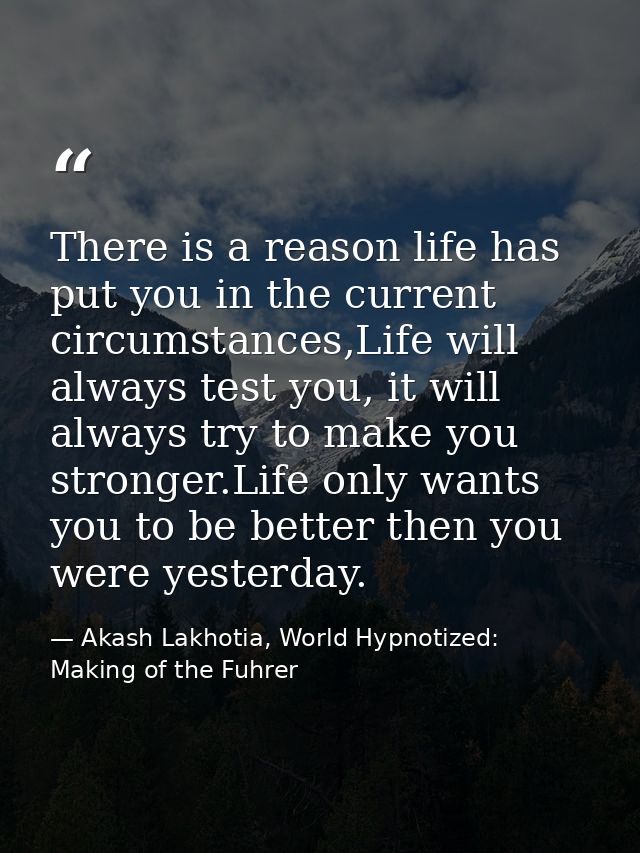 There is a reason life has put you in the current circumstances,Life will always test you, it will always try to make yo — Akash Lakhotia, World Hypnotized: Making of the Fuhrer