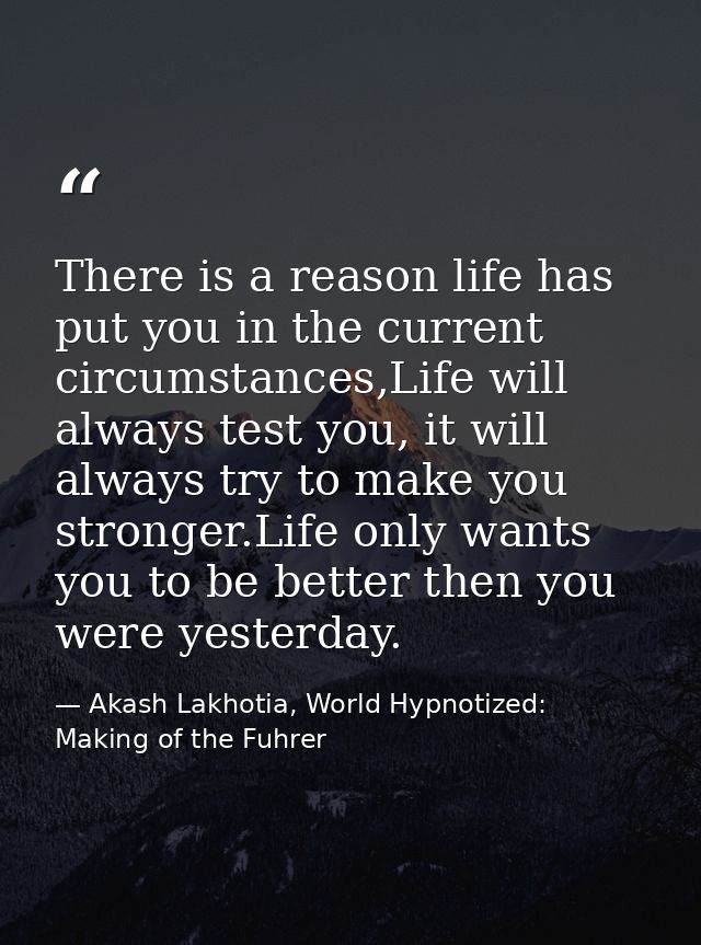 There is a reason life has put you in the current circumstances,Life will always test you, it will always try to make yo — Akash Lakhotia, World Hypnotized: Making of the Fuhrer