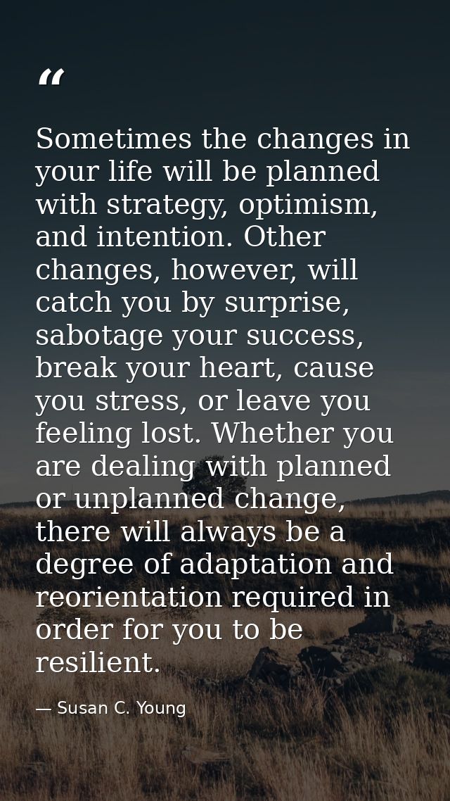 Sometimes the changes in your life will be planned with strategy, optimism, and intention. Other changes, however, will  — Susan C. Young