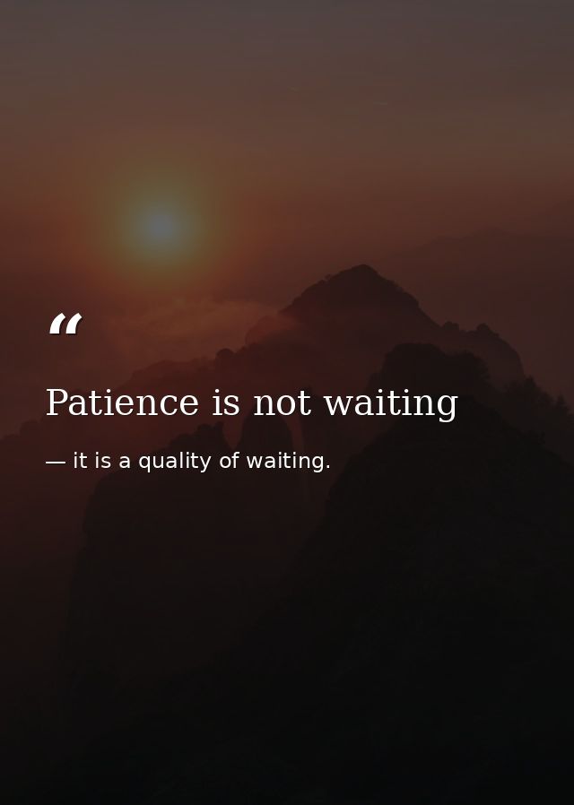 Patience is not waiting — it is a quality of waiting.