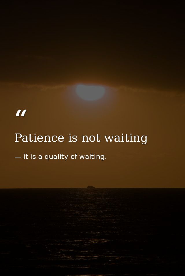 Patience is not waiting — it is a quality of waiting.
