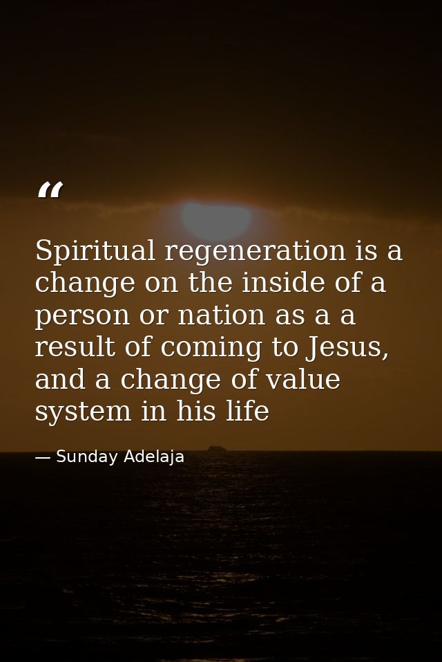 Spiritual regeneration is a change on the inside of a person or nation as a a result of coming to Jesus, and a change of — Sunday Adelaja