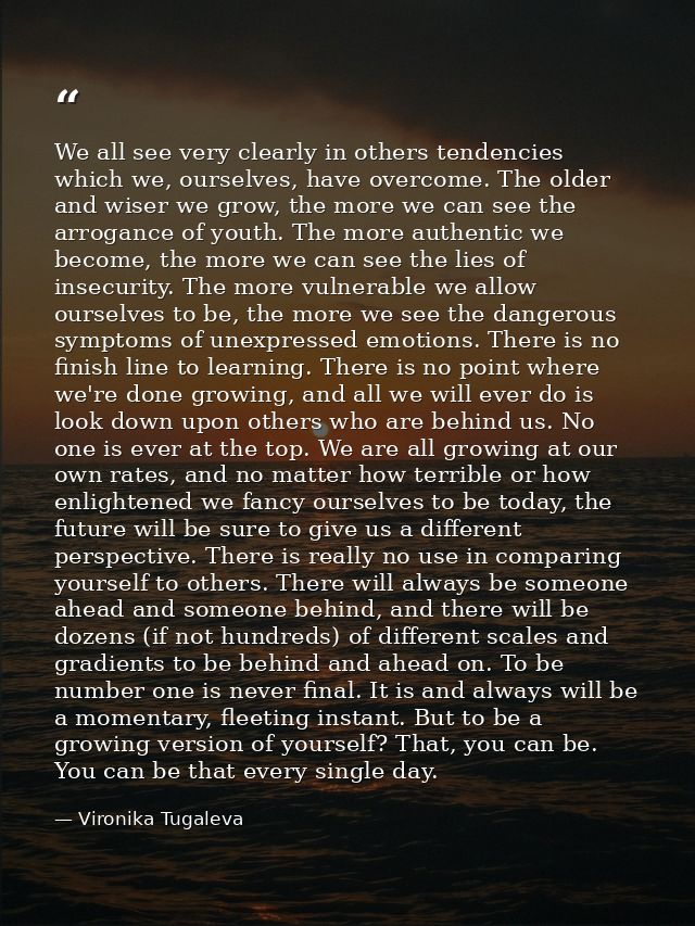We all see very clearly in others tendencies which we, ourselves, have overcome. The older and wiser we grow, the more w — Vironika Tugaleva