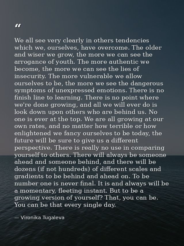 We all see very clearly in others tendencies which we, ourselves, have overcome. The older and wiser we grow, the more w — Vironika Tugaleva