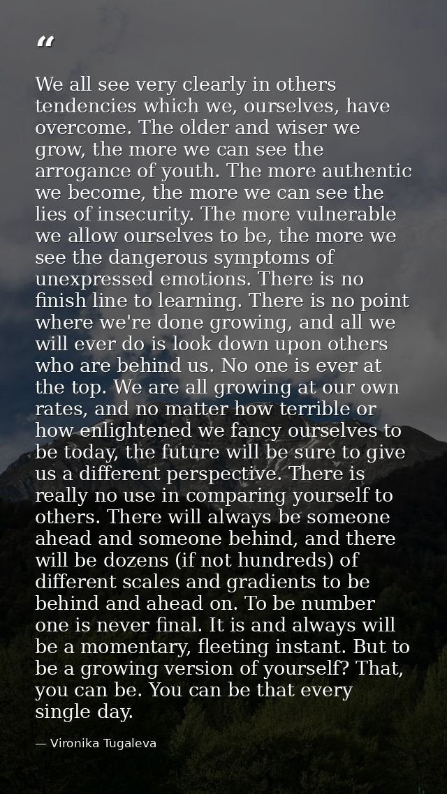 We all see very clearly in others tendencies which we, ourselves, have overcome. The older and wiser we grow, the more w — Vironika Tugaleva