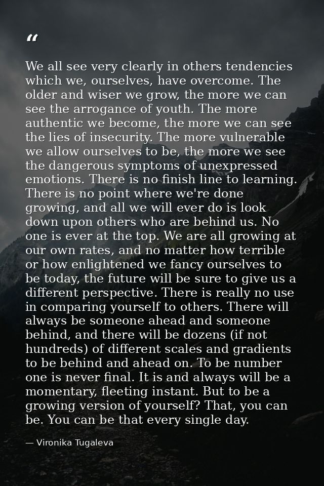 We all see very clearly in others tendencies which we, ourselves, have overcome. The older and wiser we grow, the more w — Vironika Tugaleva