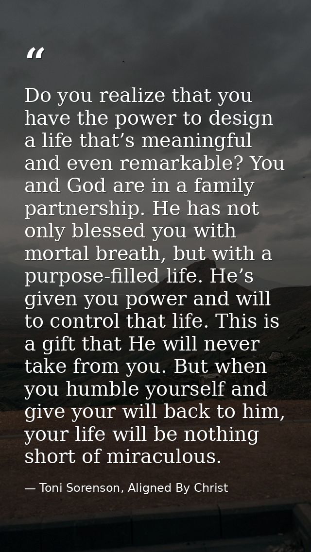 Do you realize that you have the power to design a life that’s meaningful and even remarkable? You and God are in a fami — Toni Sorenson, Aligned By Christ