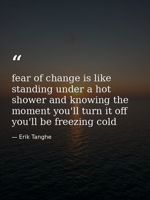 fear of change is like standing under a hot shower and knowing the moment you'll turn it off you'll be freezing cold — Erik Tanghe