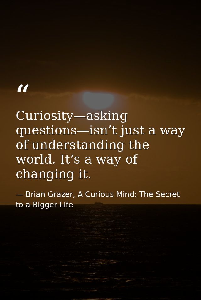 Curiosity—asking questions—isn’t just a way of understanding the world. It’s a way of changing it. — Brian Grazer, A Curious Mind: The Secret to a Bigger Life