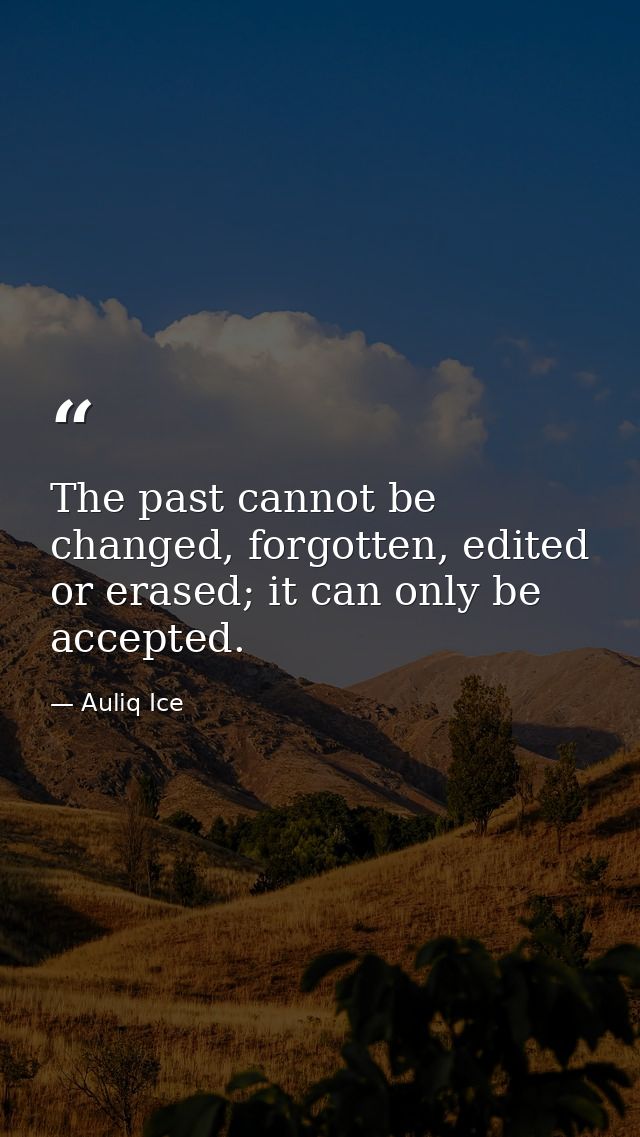 The past cannot be changed, forgotten, edited or erased; it can only be accepted. — Auliq Ice