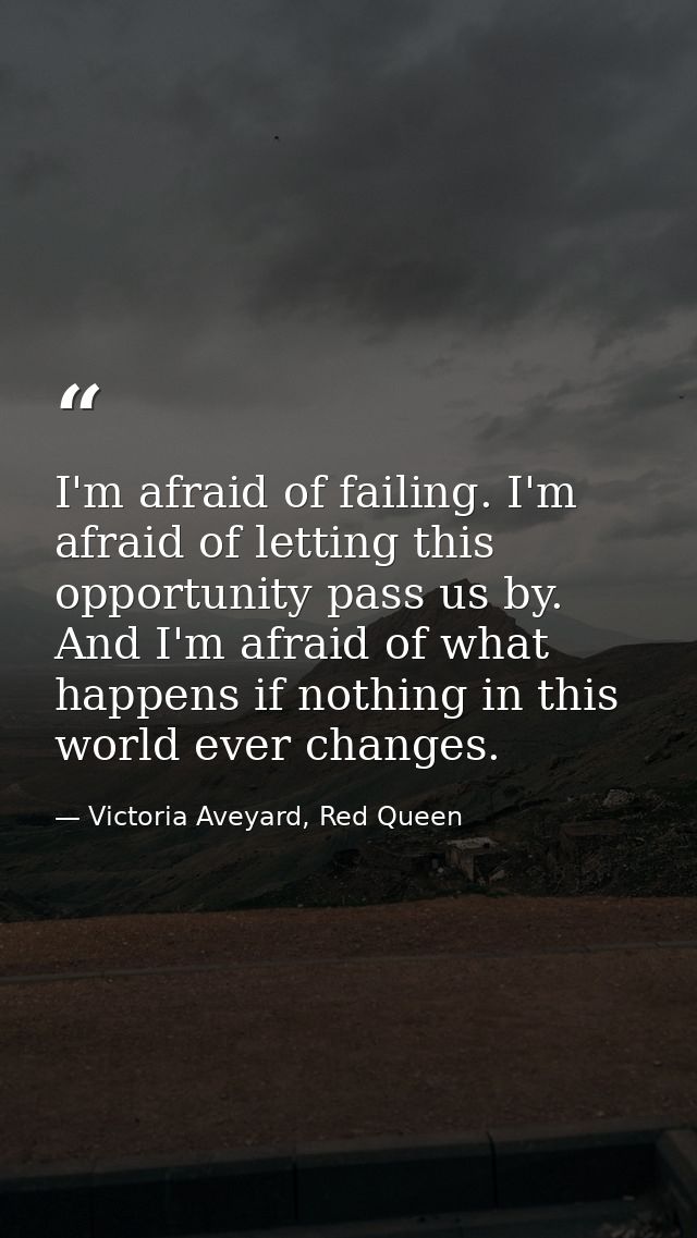 I'm afraid of failing. I'm afraid of letting this opportunity pass us by. And I'm afraid of what happens if nothing in t — Victoria Aveyard, Red Queen