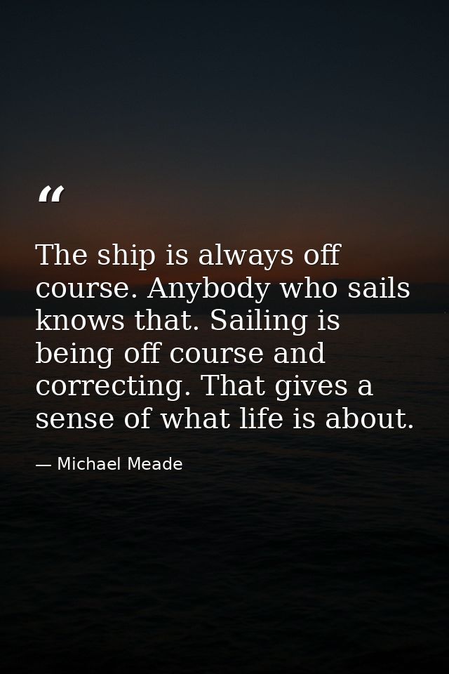 The ship is always off course. Anybody who sails knows that. Sailing is being off course and correcting. That gives a se — Michael Meade