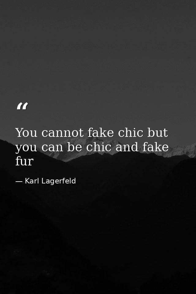 You cannot fake chic but you﻿ can be chic and fake fur — Karl Lagerfeld