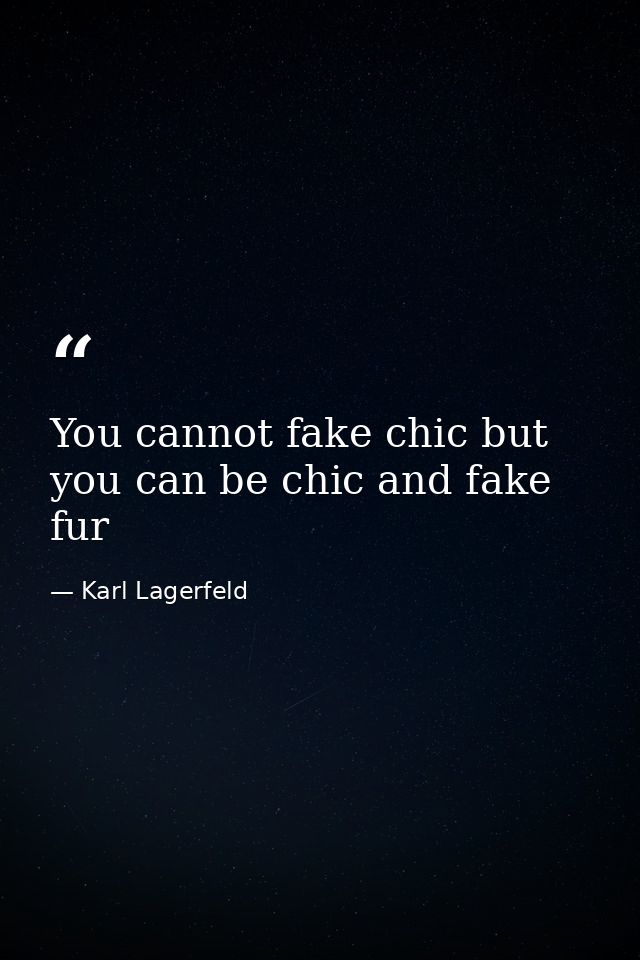 You cannot fake chic but you﻿ can be chic and fake fur — Karl Lagerfeld