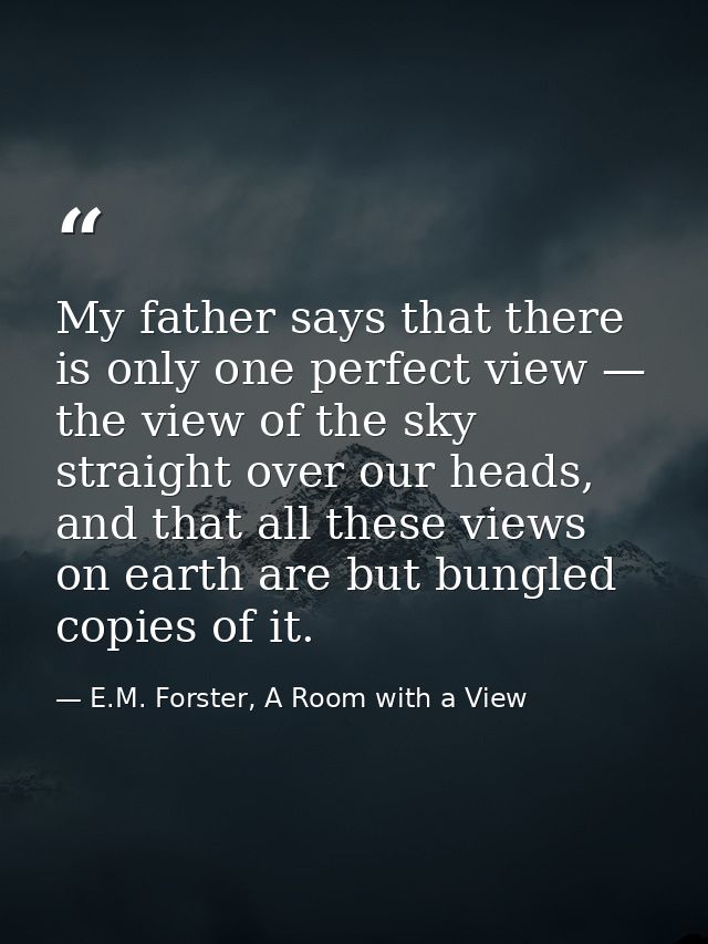 My father says that there is only one perfect view — the view of the sky straight over our heads, and that all these vie — E.M. Forster, A Room with a View