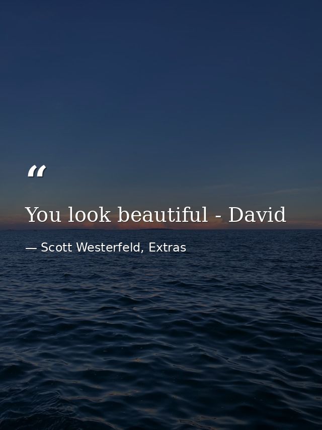 You look beautiful - David — Scott Westerfeld, Extras