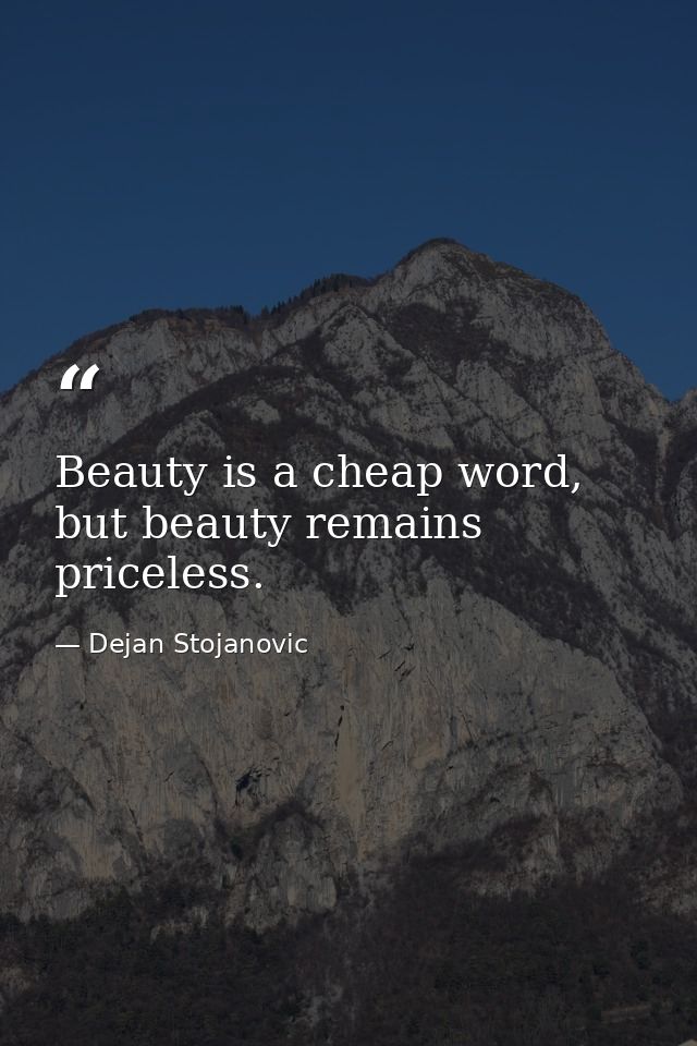 Beauty is a cheap word, but beauty remains priceless. — Dejan Stojanovic