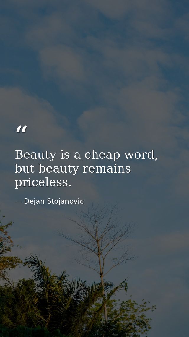 Beauty is a cheap word, but beauty remains priceless. — Dejan Stojanovic