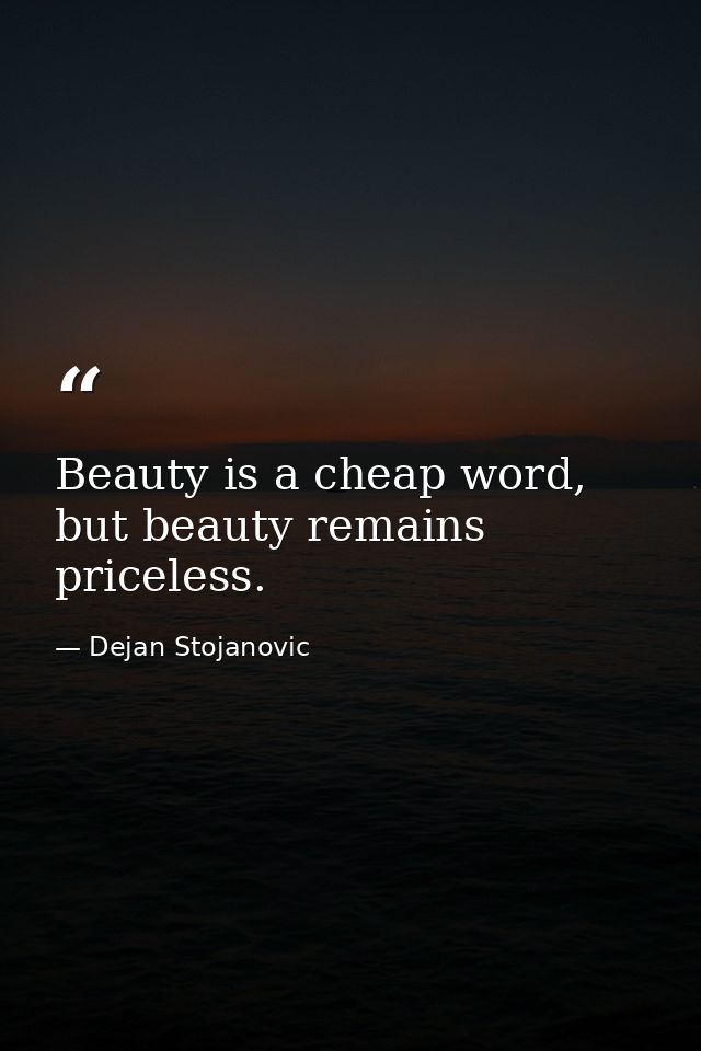 Beauty is a cheap word, but beauty remains priceless. — Dejan Stojanovic
