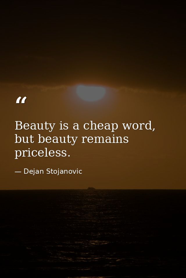 Beauty is a cheap word, but beauty remains priceless. — Dejan Stojanovic