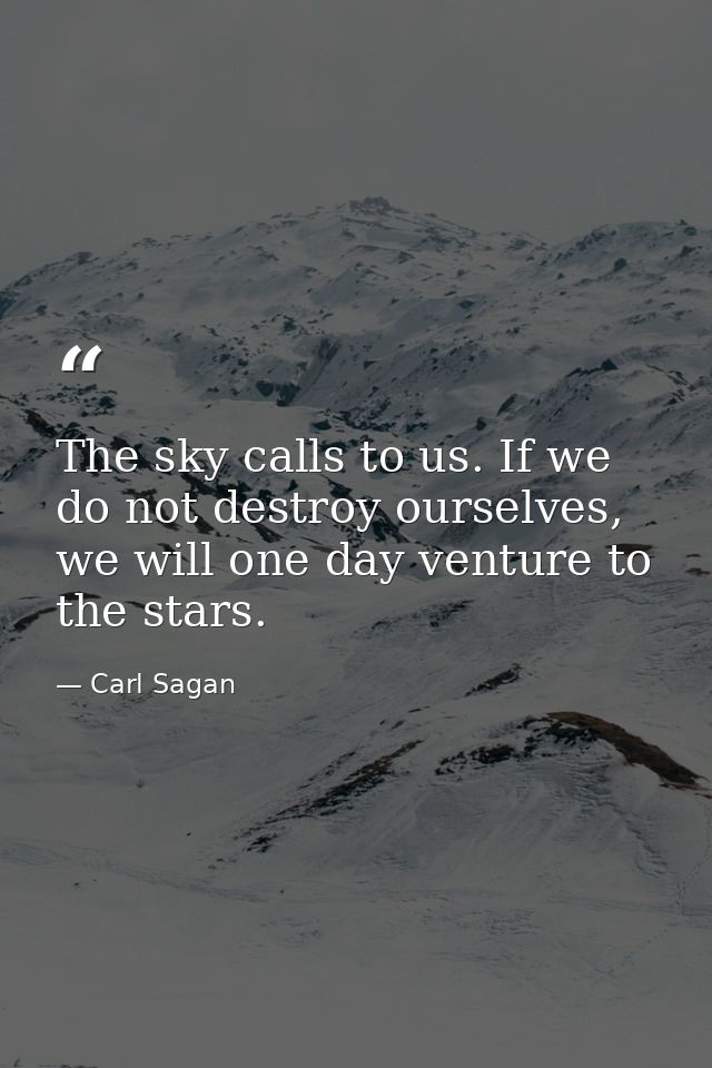 The sky calls to us. If we do not destroy ourselves, we will one day venture to the stars. — Carl Sagan