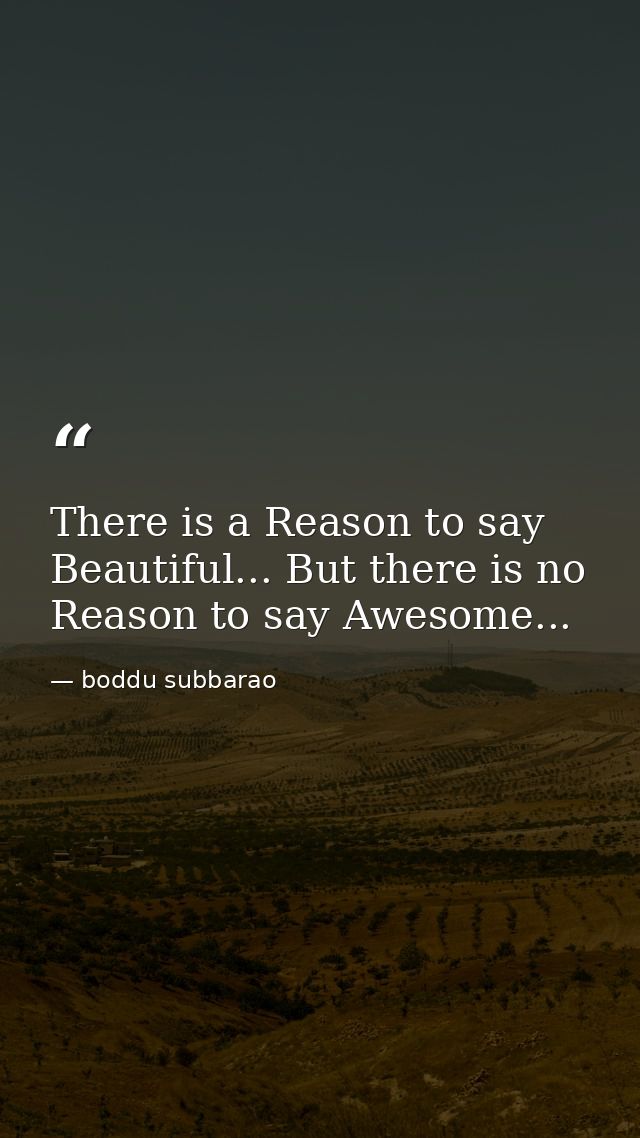 There is a Reason to say Beautiful... But there is no Reason to say Awesome... — boddu subbarao
