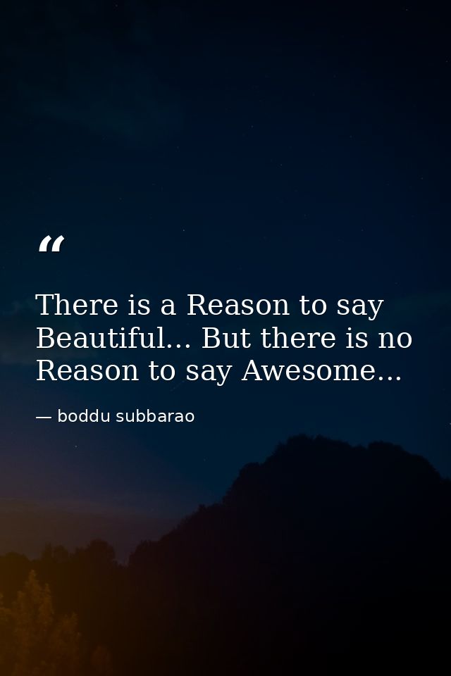 There is a Reason to say Beautiful... But there is no Reason to say Awesome... — boddu subbarao