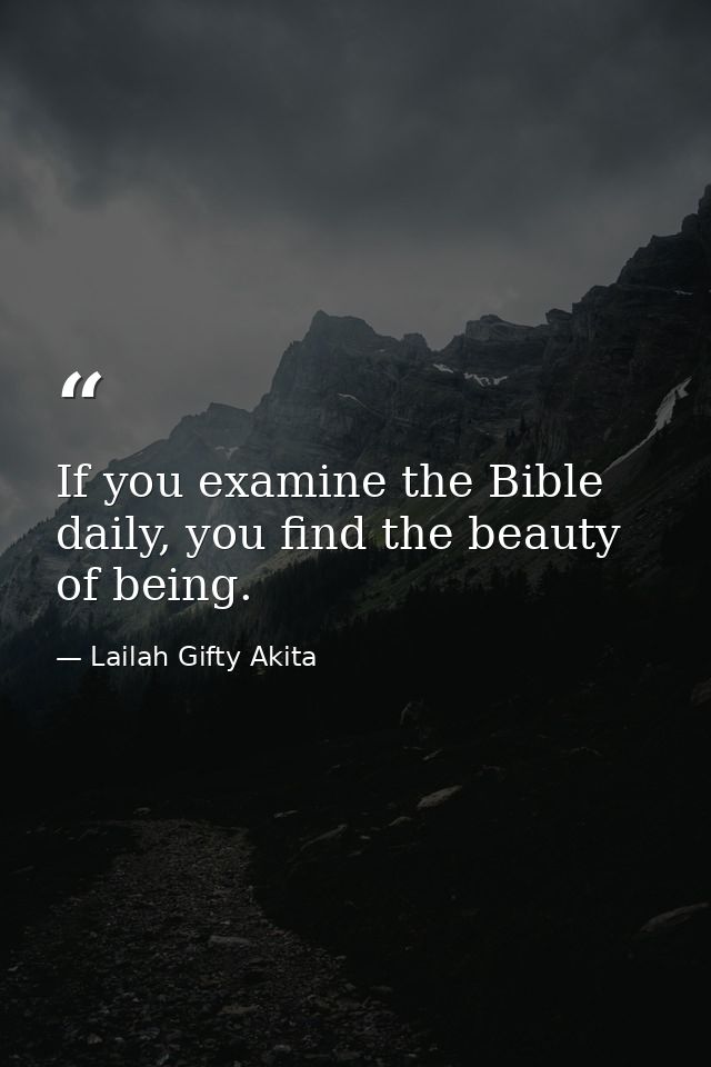 If you examine the Bible daily, you find the beauty of being. — Lailah Gifty Akita
