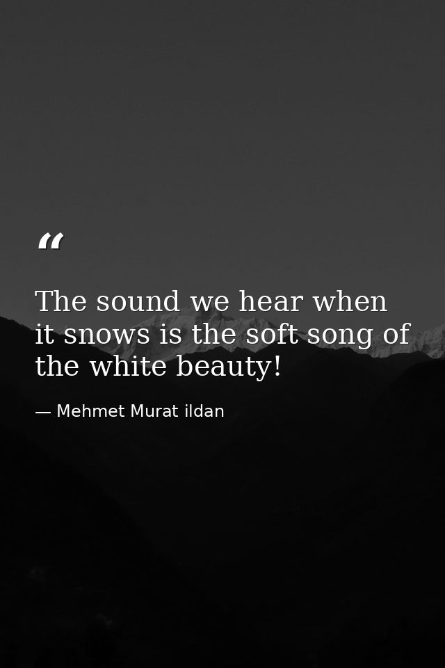 The sound we hear when it snows is the soft song of the white beauty! — Mehmet Murat ildan