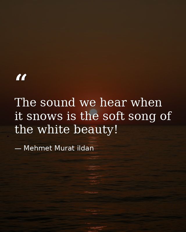 The sound we hear when it snows is the soft song of the white beauty! — Mehmet Murat ildan