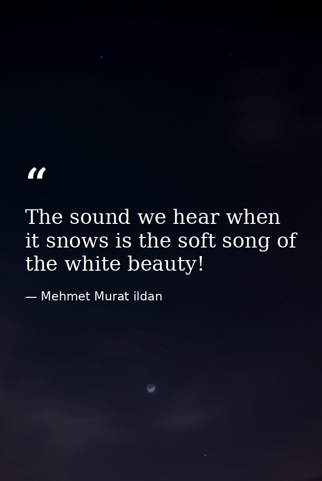 The sound we hear when it snows is the soft song of the white beauty! — Mehmet Murat ildan