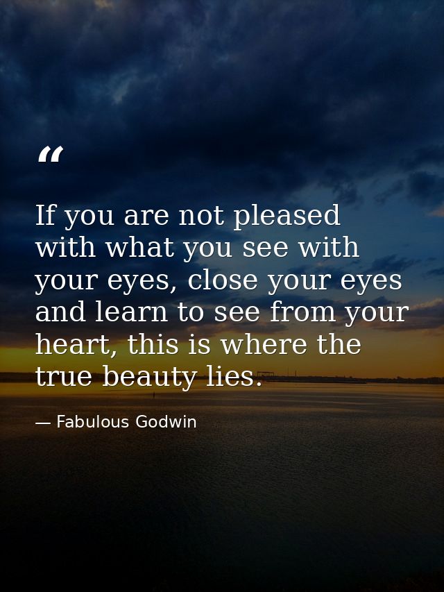 If you are not pleased with what you see with your eyes, close your eyes and learn to see from your heart, this is where — Fabulous Godwin